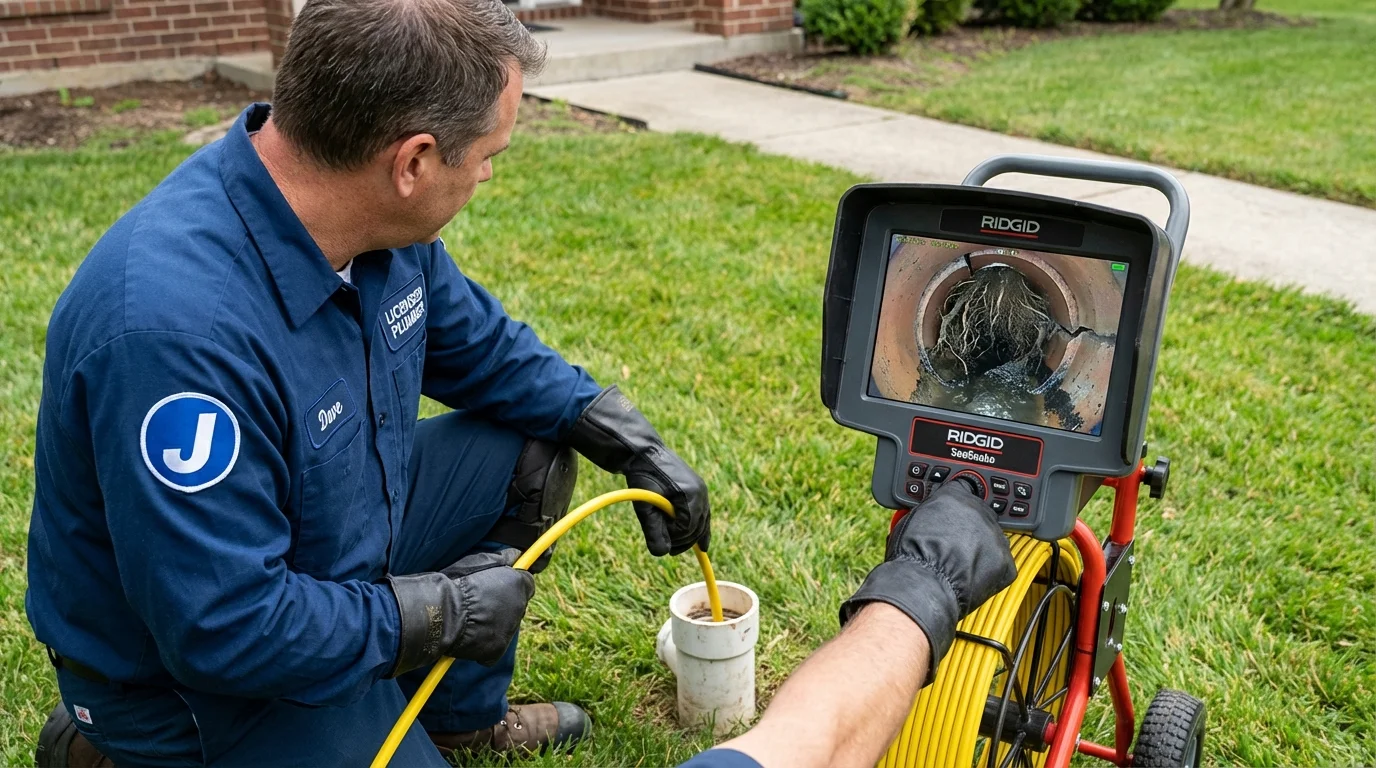 Sewer camera inspection being performed by Johns Plumbing LLC in Morongo Valley